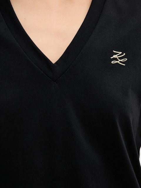 Karl Lagerfeld top bawełniany kolor czarny B1W17012