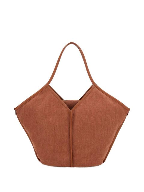 Hereu leather-trim tote bag - Brown