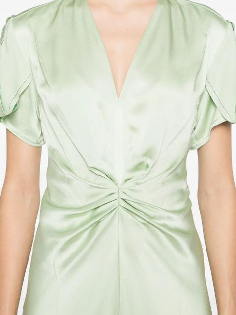 Victoria Beckham gathered V-neck midi dress - Green