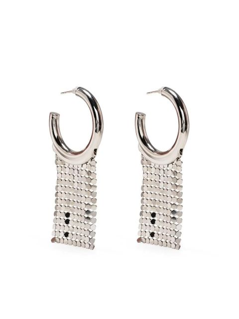 Rabanne mesh-trimmed hoop earrings - Silver - zdjęcie produktu nr 1
