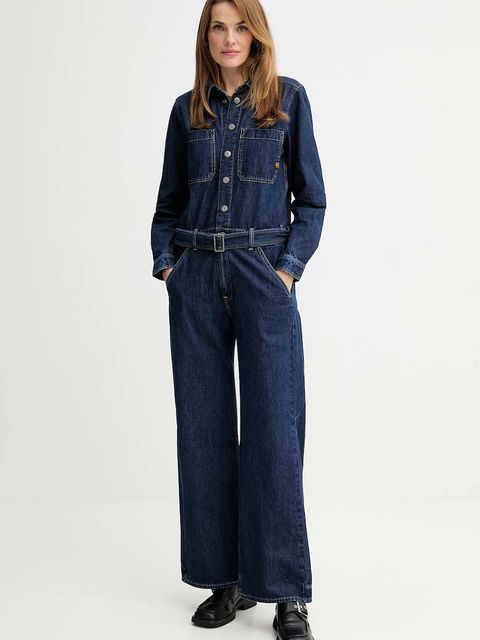 G-Star kombinezon jeansowy 0 kolor granatowy z kołnierzykiemm D26877.E090 - zdjęcie produktu nr 1