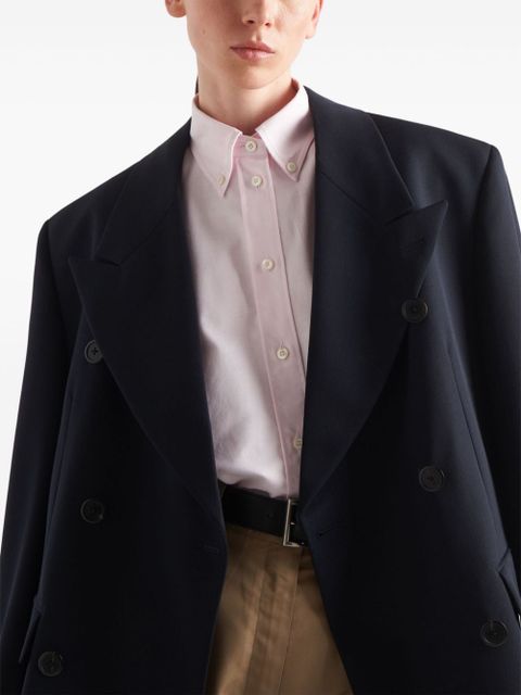 Prada logo-embroidered cotton shirt - Pink