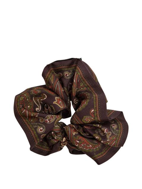 Saint Laurent paisley silk scrunchie - Brown