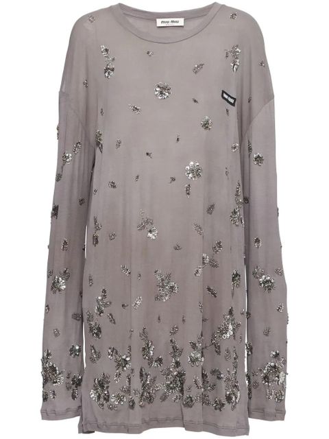 Miu Miu sequin-embellished jersey dress - Grey - zdjęcie produktu nr 1