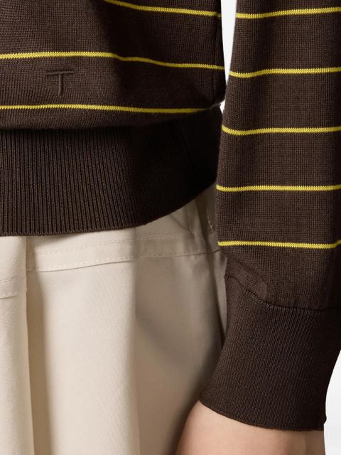 Tod's long-sleeve striped sweater - Brown
