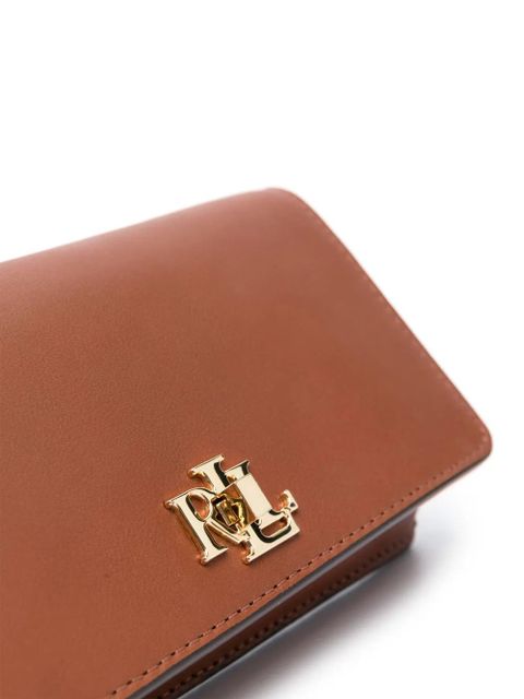 Lauren Ralph Lauren logo-lettering leather crossbody bag - Brown