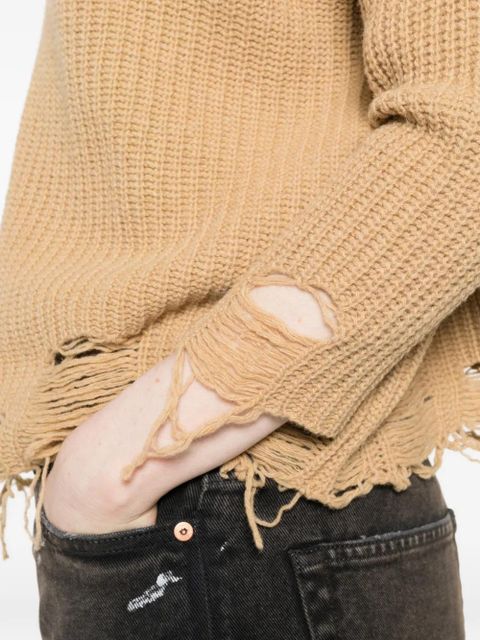 PINKO distressed V-neck sweater - Neutrals