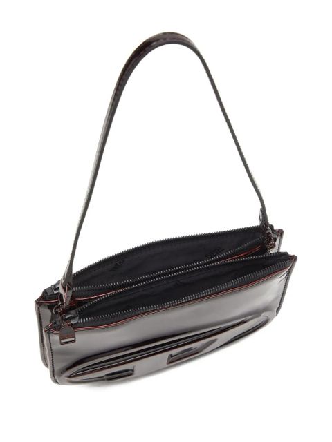 Diesel patent-leather logo shoulder bag - Black