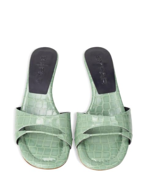 BY FAR Babygirl Fresh embossed slip-on mules - Green
