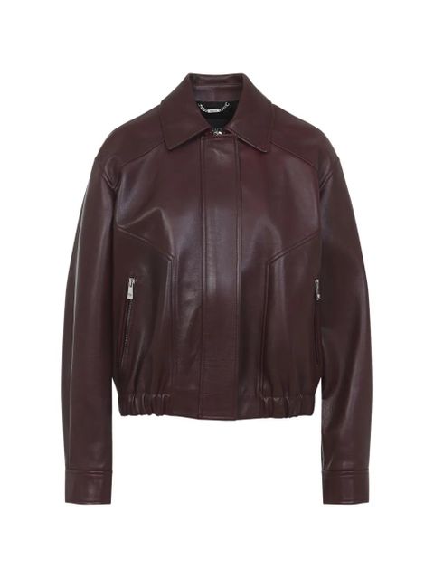 Versace zipped leather jacket - Brown - zdjęcie produktu nr 1