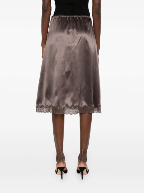 Magda Butrym lace-trim midi skirt - Brown