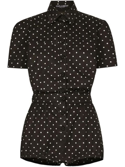 Dolce & Gabbana polka-dot cotton playsuit - Black - zdjęcie produktu nr 1