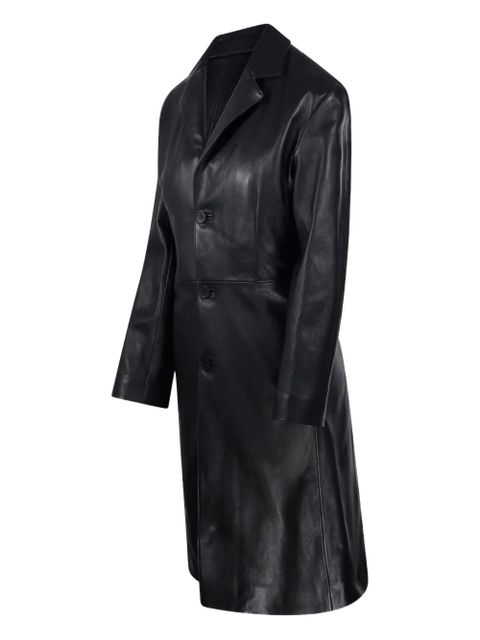 Balenciaga button-fastening leather coat - Black