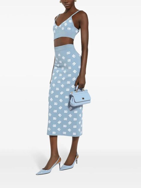Dolce & Gabbana DNA logo-print straight skirt - Blue
