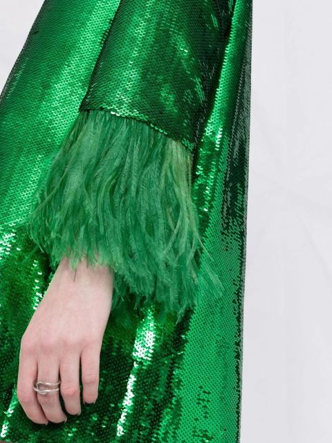 Valentino Garavani sequin and feather kaftan dress - Green - zdjęcie produktu nr 2