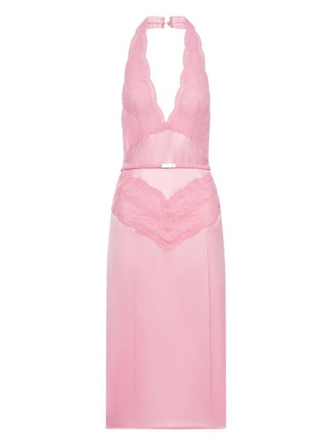 Gucci lace-panel satin halterneck dress - Pink - zdjęcie produktu nr 1