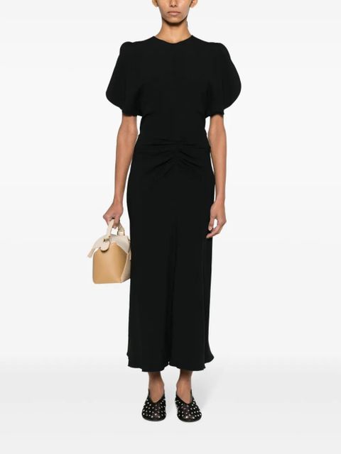 Victoria Beckham ruched-waist crepe midi dress - Black