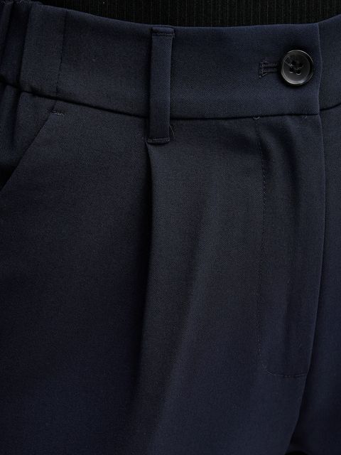 Sisley spodnie damskie kolor granatowy proste high waist