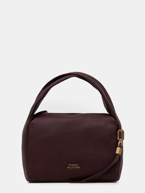 Tommy Hilfiger torebka skórzana kolor bordowy AW0AW18150 - zdjęcie produktu nr 1