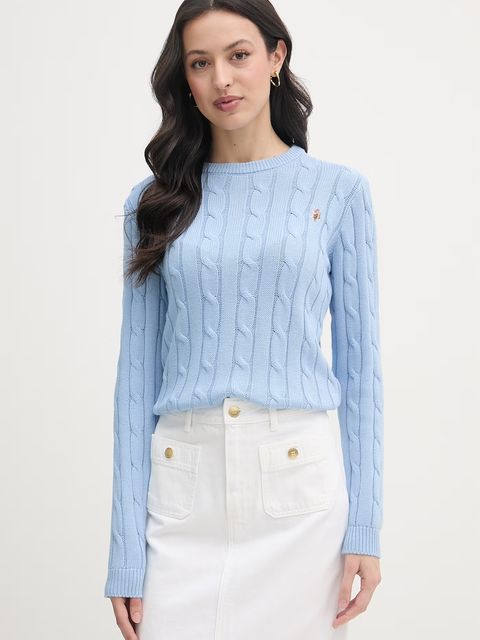 U.S. Polo Assn. sweter damski bawełniany CREW NECK CABLE - zdjęcie produktu nr 2
