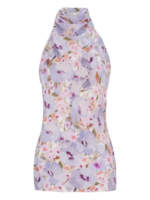 Balmain Poppy Flower-print sleeveless top - Purple - zdjęcie produktu nr 1