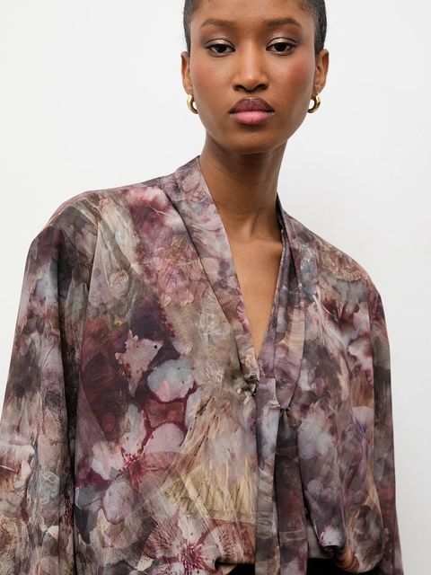 Answear.LAB bluzka damska kolor szary wzorzysta