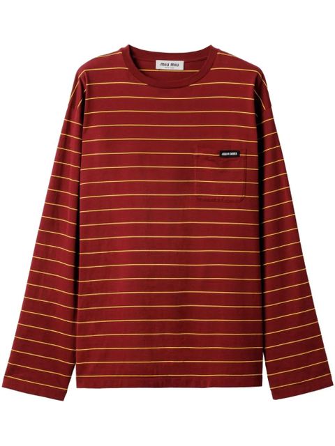 Miu Miu long-sleeved cotton T-shirt - Red - zdjęcie produktu nr 1