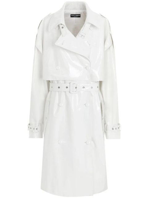 Dolce & Gabbana belted patent-finish trench coat - White - zdjęcie produktu nr 1