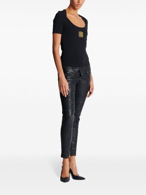 Balmain PB logo-embroidered T-shirt - Black