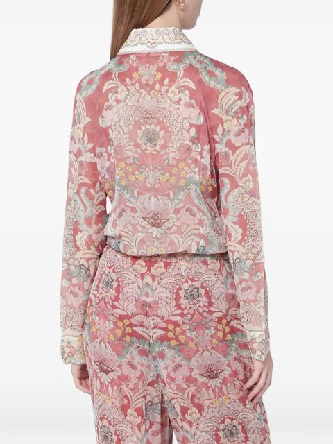 ZIMMERMANN Rebellion pussy-bow floral-print shirt - Pink