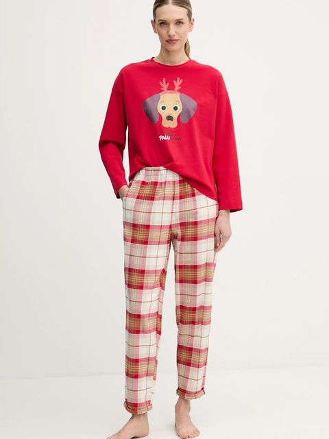 United Colors of Benetton longsleeve piżamowy damska kolor czerwony 3DKE3M07Y - zdjęcie produktu nr 2