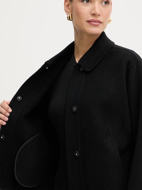 BOSS kurtka wełniana kolor czarny przejściowa 50546091