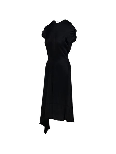 Victoria Beckham asymmetric gathered-sleeve dress - Black