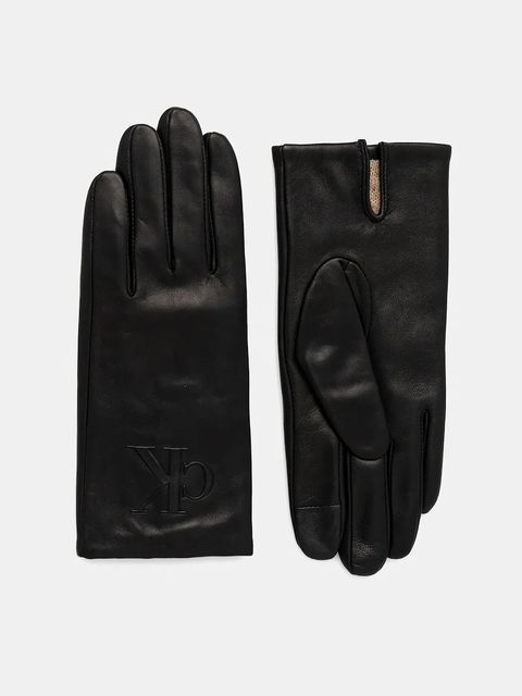 Calvin Klein rękawiczki skórzane damskie kolor czarny LV04F9013G - zdjęcie produktu nr 1