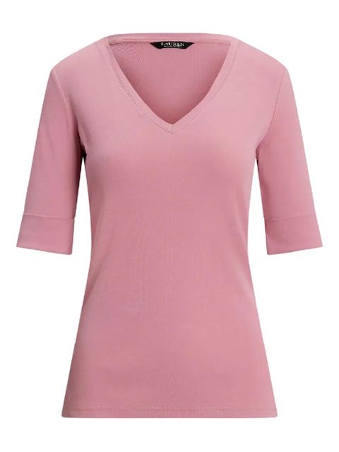 Lauren Ralph Lauren V-neck cuffed-sleeve T-shirt - Pink - zdjęcie produktu nr 1