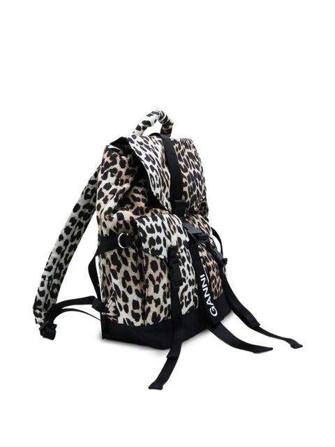 GANNI leopard-print backpack - Brown