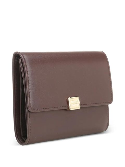 Miu Miu logo-plaque leather wallet - Brown