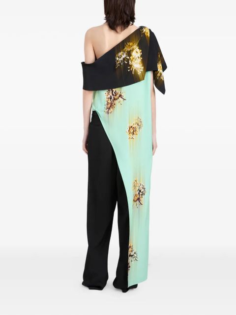 Proenza Schouler Haya one-shoulder printed top - Green