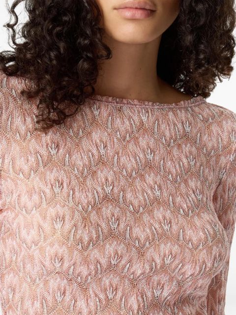 Missoni long-sleeve pattern mini beach dress - Pink