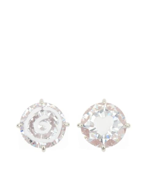 MM6 Maison Margiela swirl heart-patterned stud earrings - Silver - zdjęcie produktu nr 1