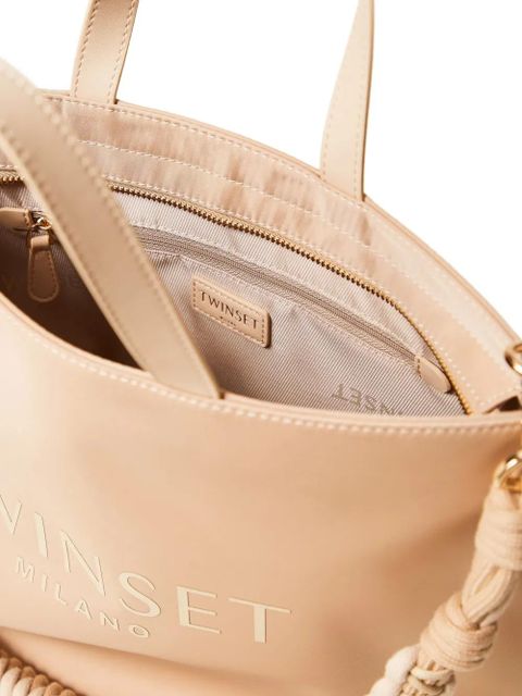 TWINSET logo lettering braided strap tote bag - Neutrals