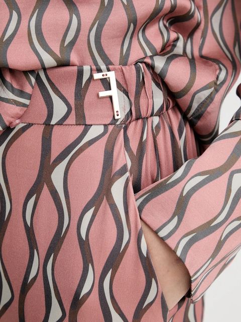 Fracomina spodnie damskie kolor różowy proste high waist FS25WV3014W732K5