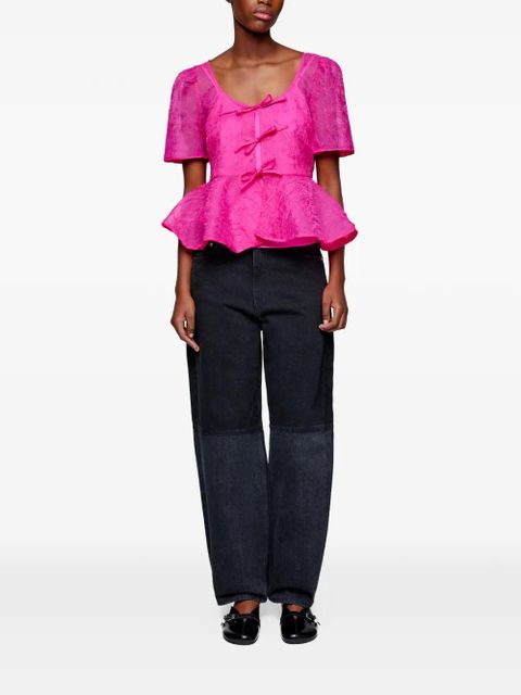 GANNI bow-detail peplum blouse - Pink - zdjęcie produktu nr 2