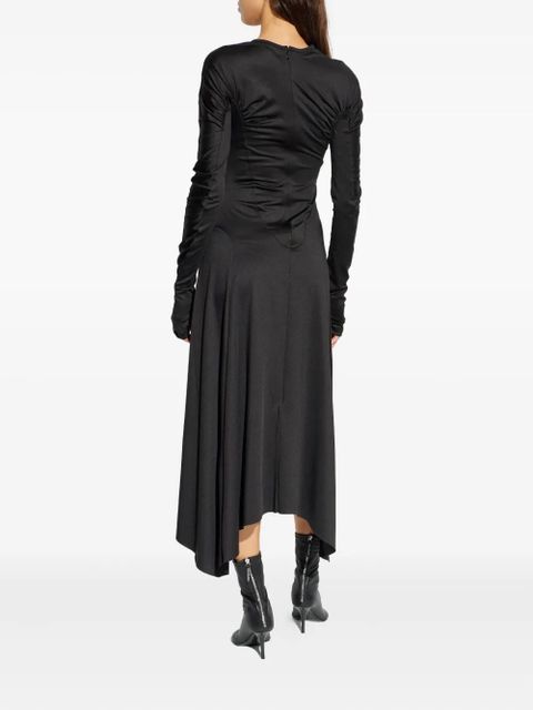 Victoria Beckham asymmetric-hem long-sleeved midi dress - Black