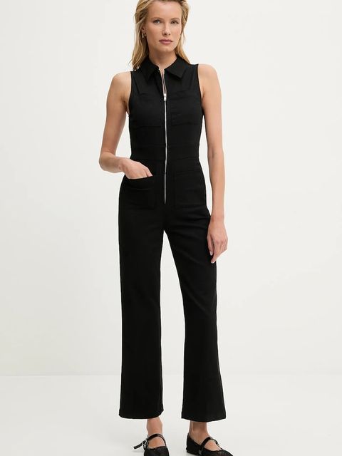 Answear.LAB kombinezon jeansowy kolor czarny