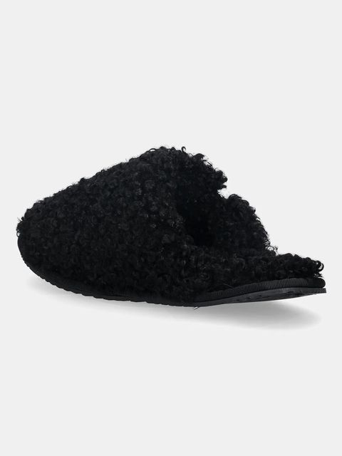 Calvin Klein kapcie CLOSE SLIPPER FUR kolor czarny YW0YW01975