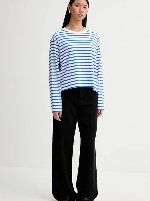 Marc O'Polo longsleeve bawełniany kolor niebieski cold shoulder 5000007507