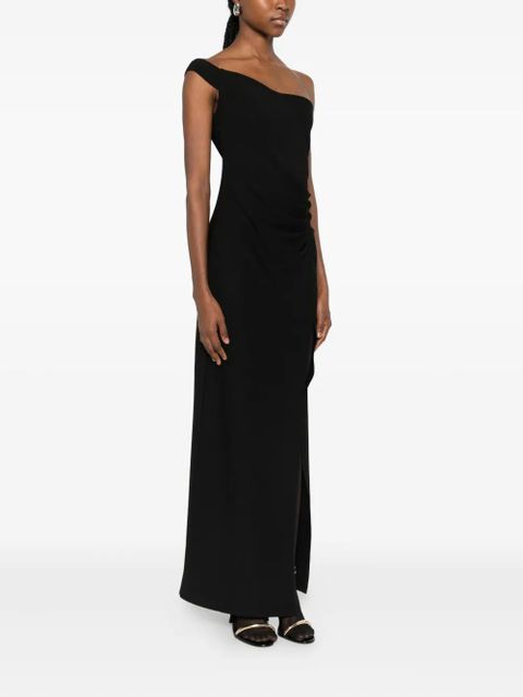 Eleh one-shoulder side-slit dress - Black
