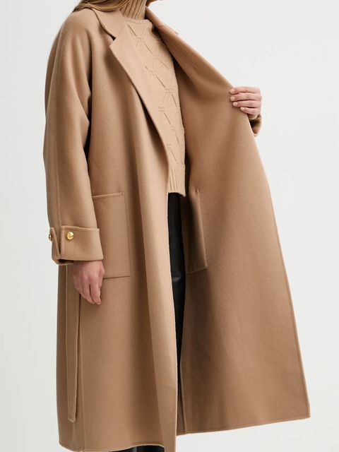 Elisabetta Franchi płaszcz wełniany kolor beżowy CP68D56E2