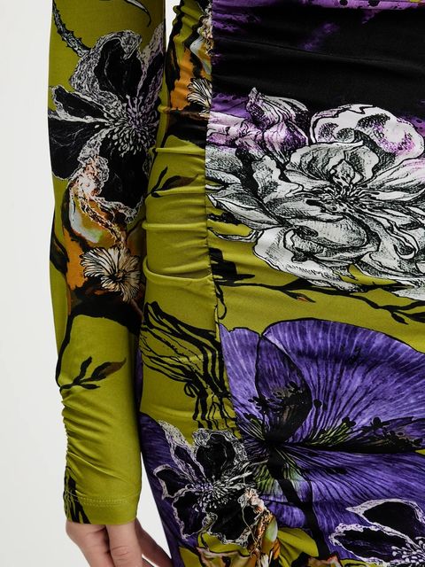 Desigual sukienka NECKLINE LA kolor zielony maxi dopasowana 25WWVK37